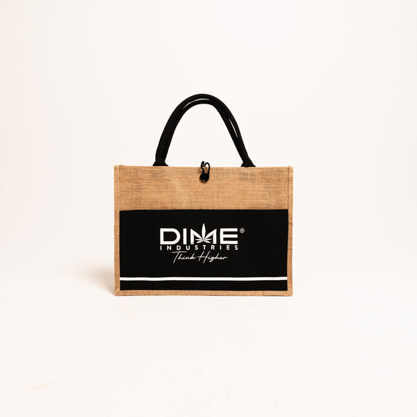 Burlap Tote W/ Button