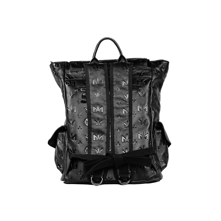 Genuine Leather Rucksack with Dime Pattern