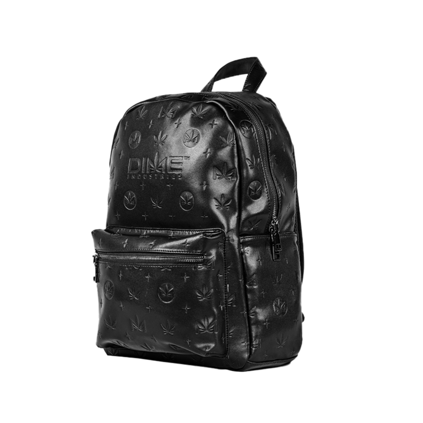Genuine Leather Backpack with Dime Pattern