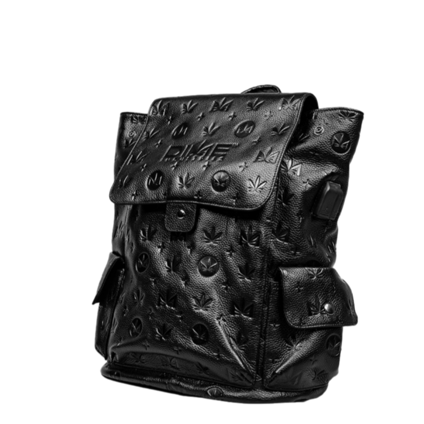 Genuine Leather Rucksack with Dime Pattern