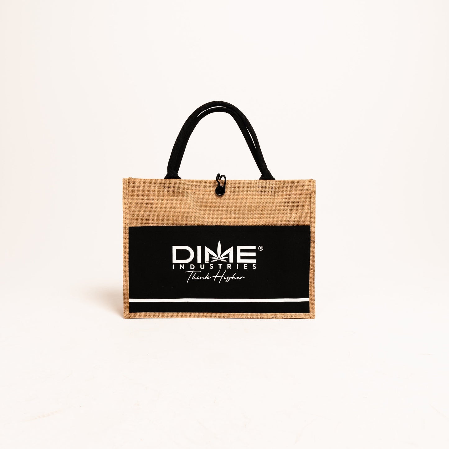 Burlap Tote W/ Button