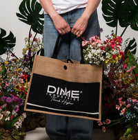 Burlap Tote W/ Button