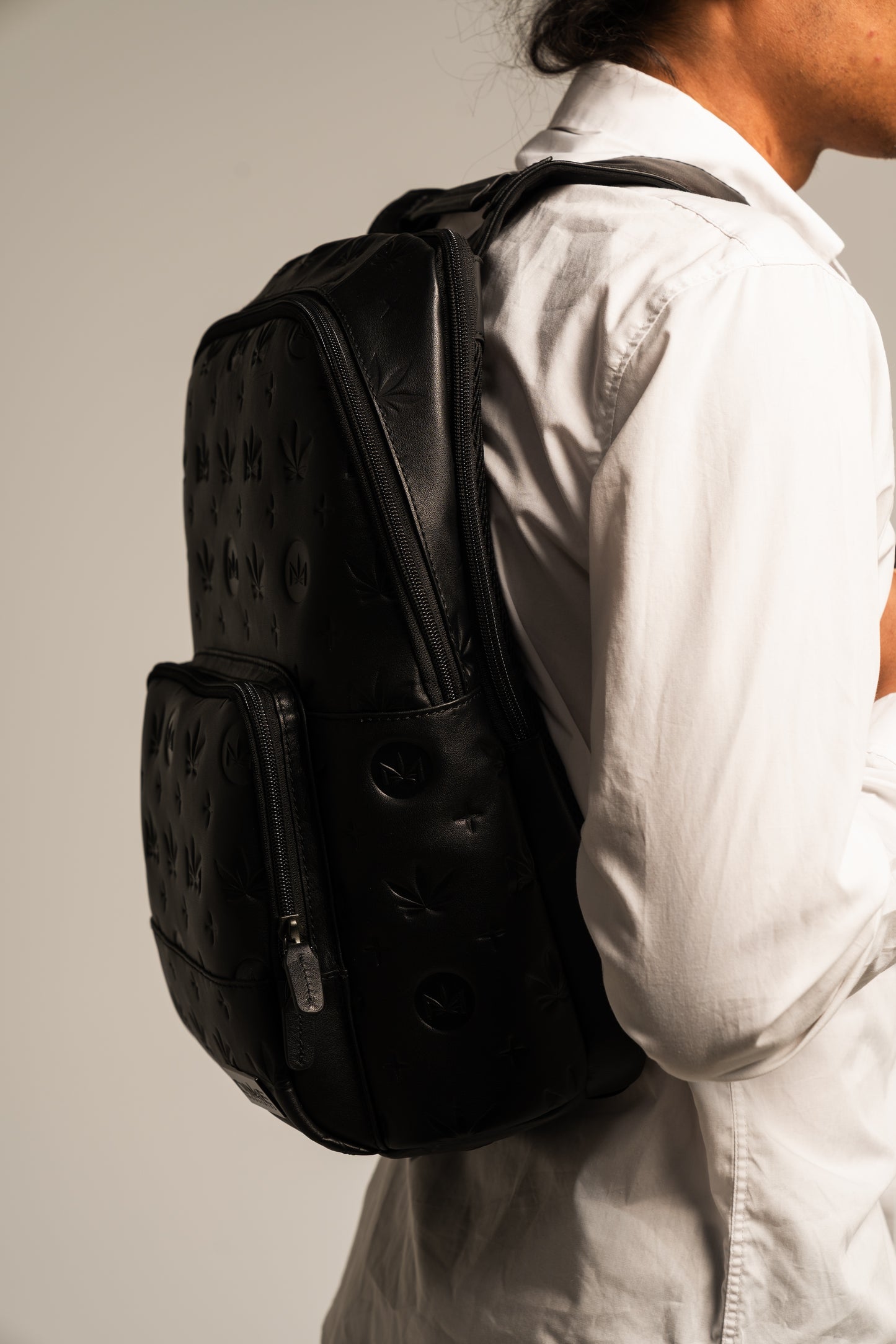 Gunmetal Monogram Leather Backpack