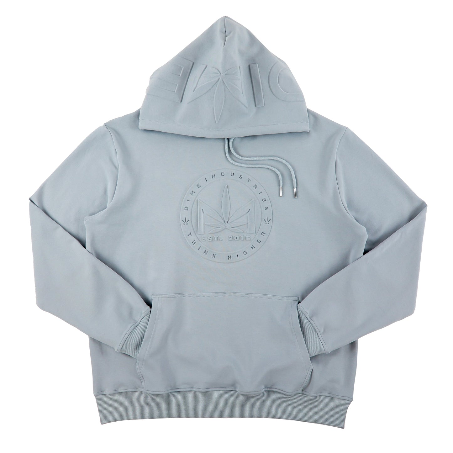 Slate Blue Embossed Leaf Logo Hoodie