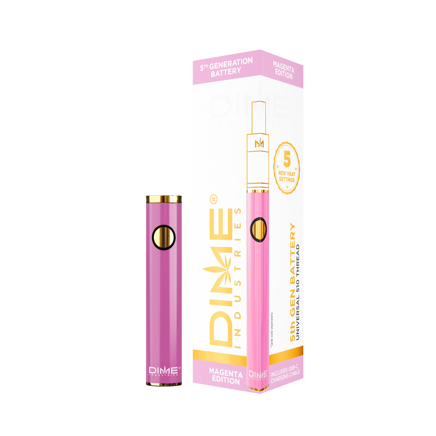 DIME 5th Gen Battery Adjustable 510 Thread Battery with USB-C Charging Dime Merch DIME 5th Gen Battery Adjustable 510 Thread Battery with USB-C Charging Dime Merch