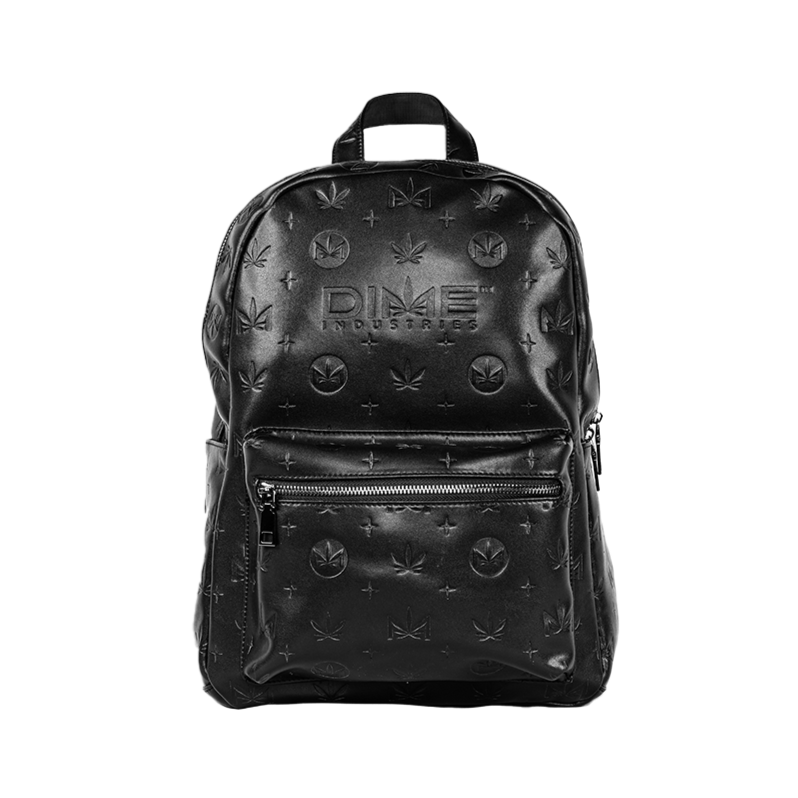 Genuine Leather Backpack with Dime Pattern