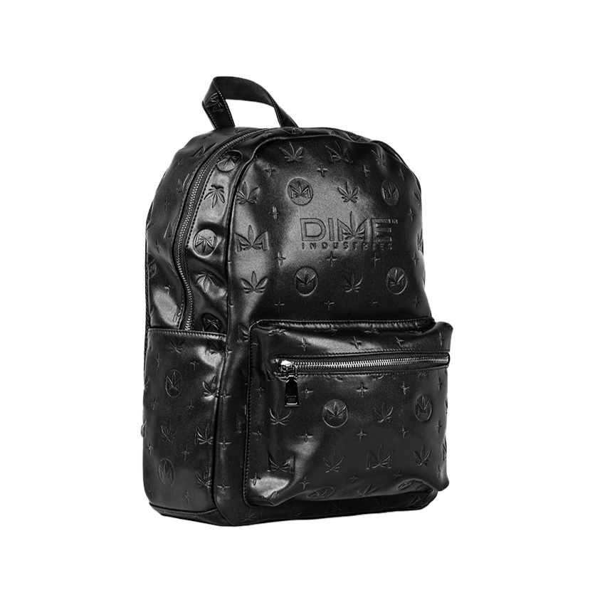 Genuine Leather Backpack with Dime Pattern