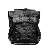 Genuine Leather Rucksack with Dime Pattern