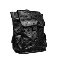 Genuine Leather Rucksack with Dime Pattern